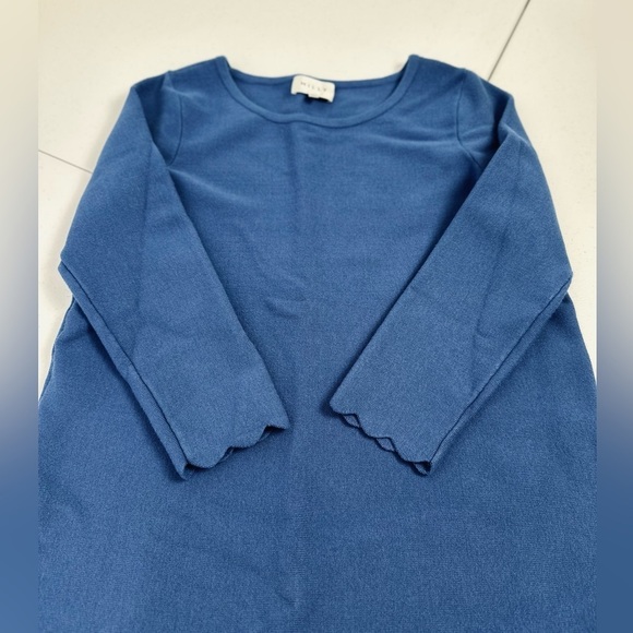 Milly Scallop Hem A-Line Long Sleeve Knit Shift Dress Royal French Blue - Picture 8 of 10